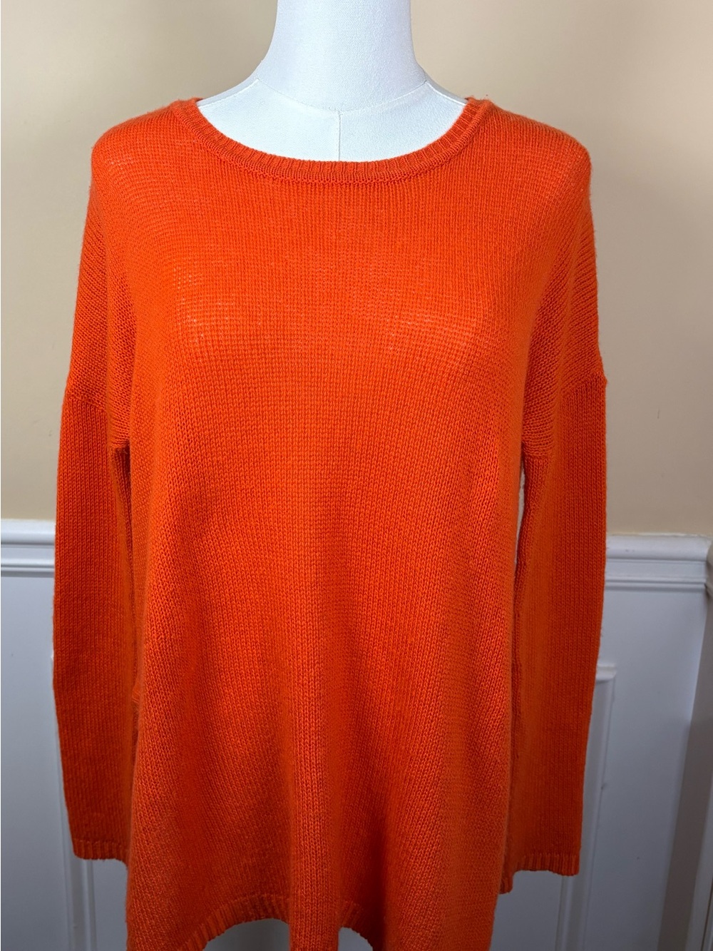 🍊 Autumn Cashmere 100% Cashmere Oversized Crewneck Sweater XS Orange